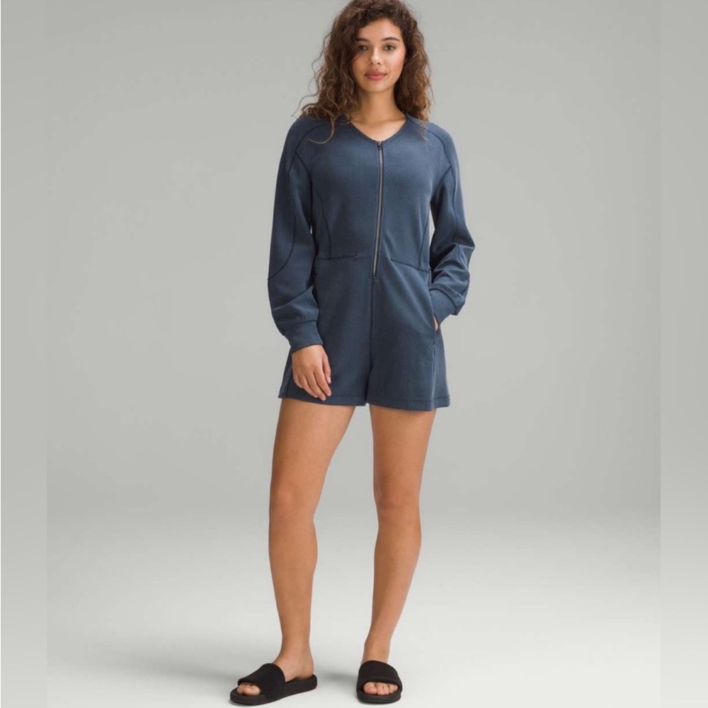 COPY - Lululemon•Ribbed Softstreme Long-Sleeve Romper•RARE Jumpsuit•True Navy•N…